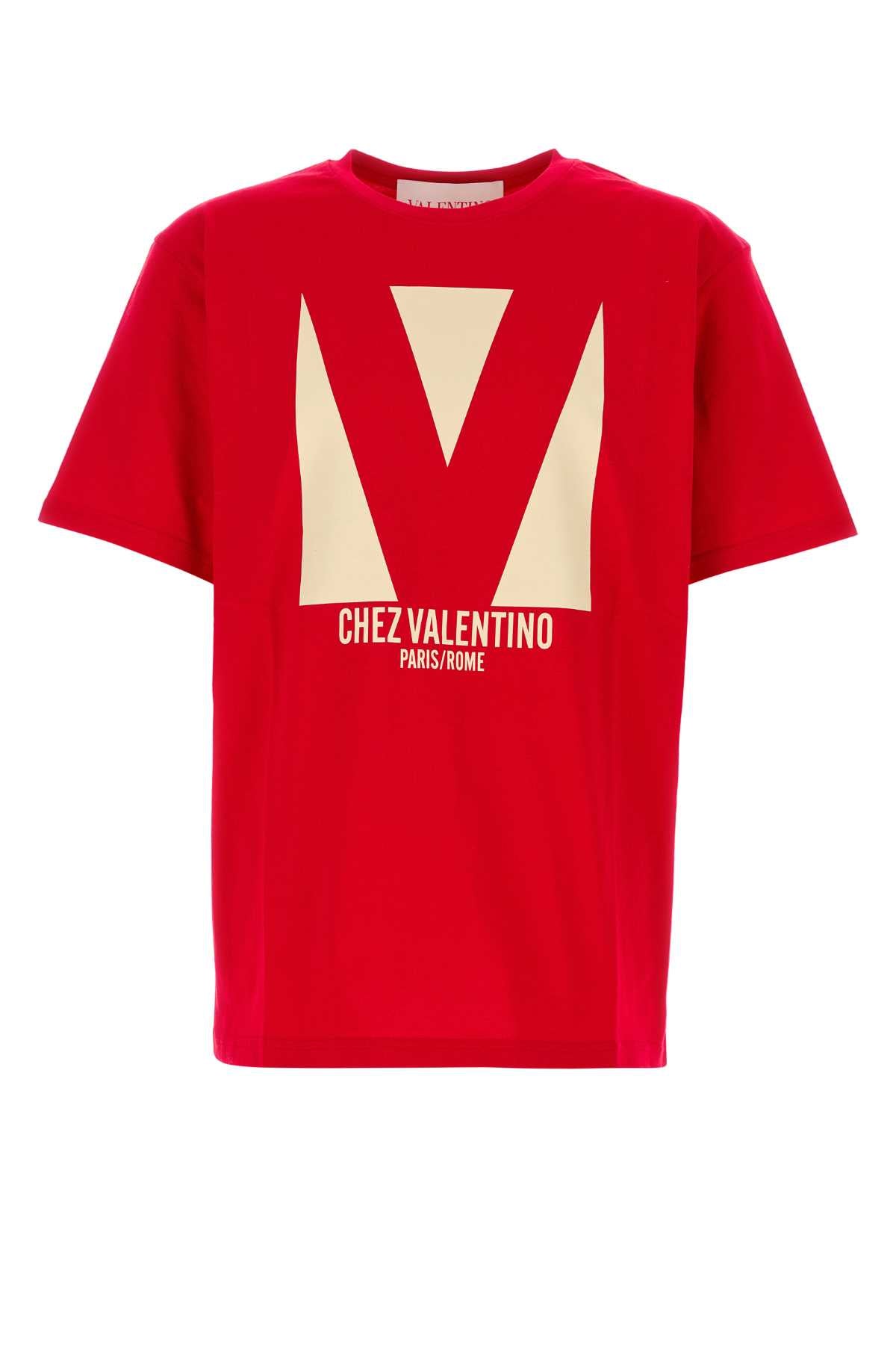 Valentino Garavani Men Red Cotton T-Shirt
