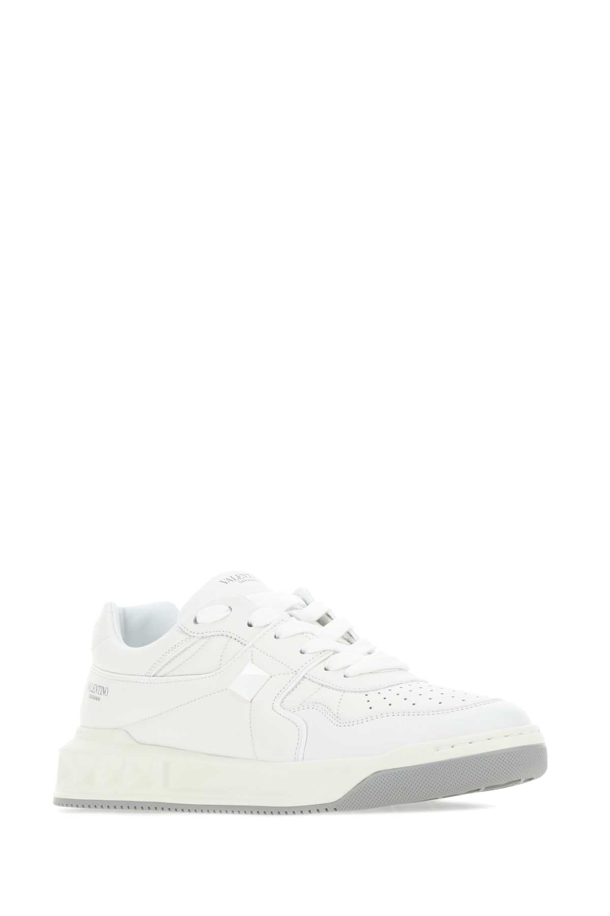 Valentino Garavani Men White Nappa Leather One Stud Sneakers
