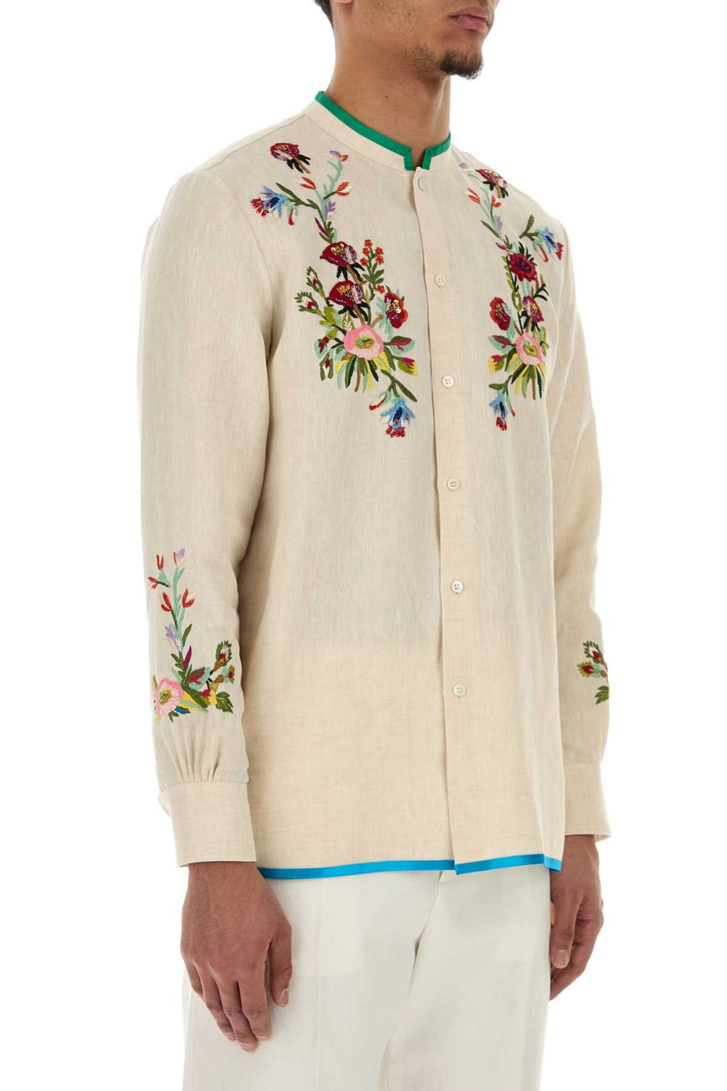 Valentino Garavani Men Ivory Linen Shirt