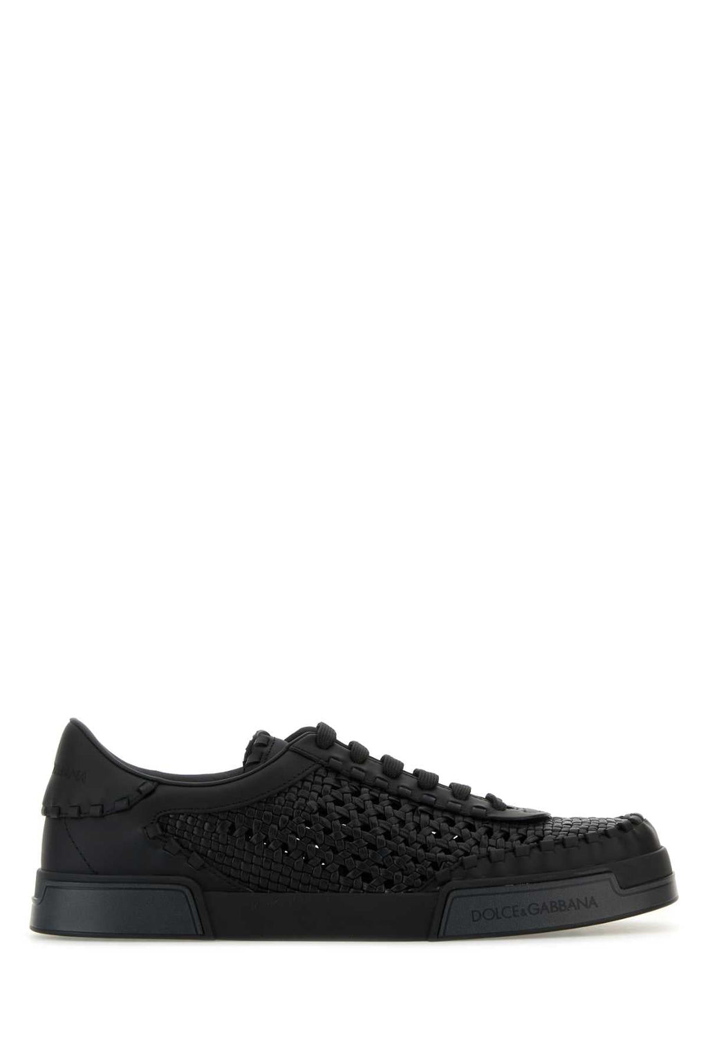 Dolce & Gabbana Men Black Leather Portofino Sneakers