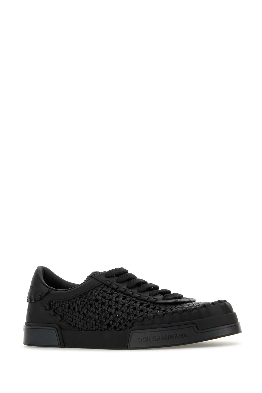 Dolce & Gabbana Men Black Leather Portofino Sneakers