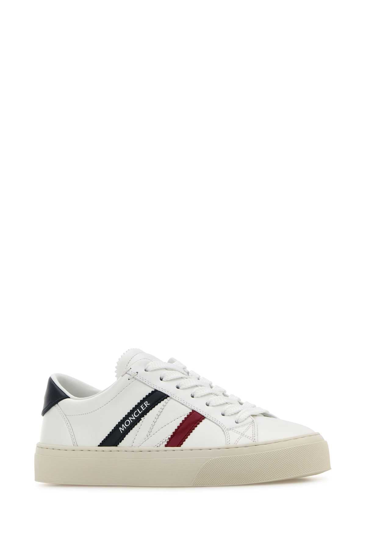 Moncler Women White Leather Monaco 2 Sneakers