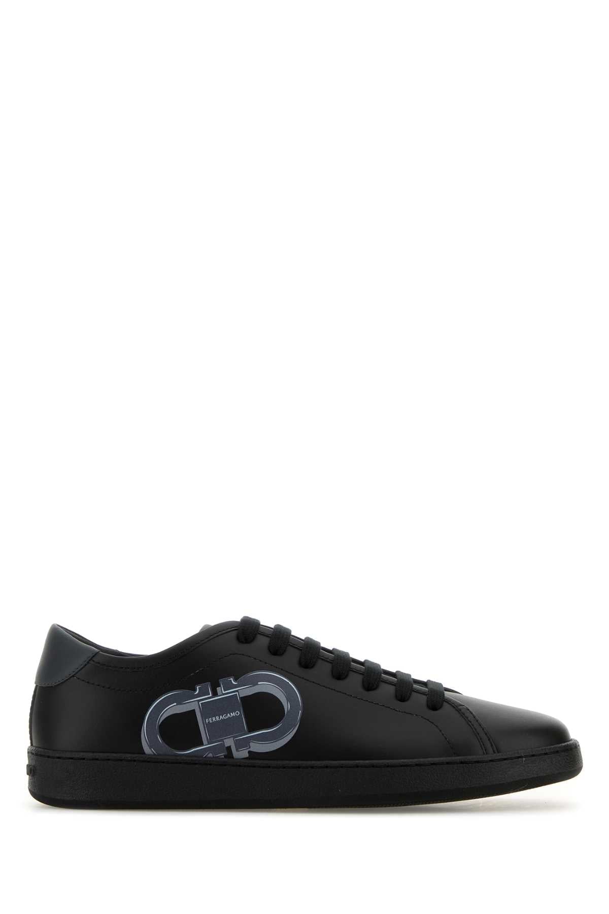 Salvatore Ferragamo Men Black Leather Brandy 1 Sneakers