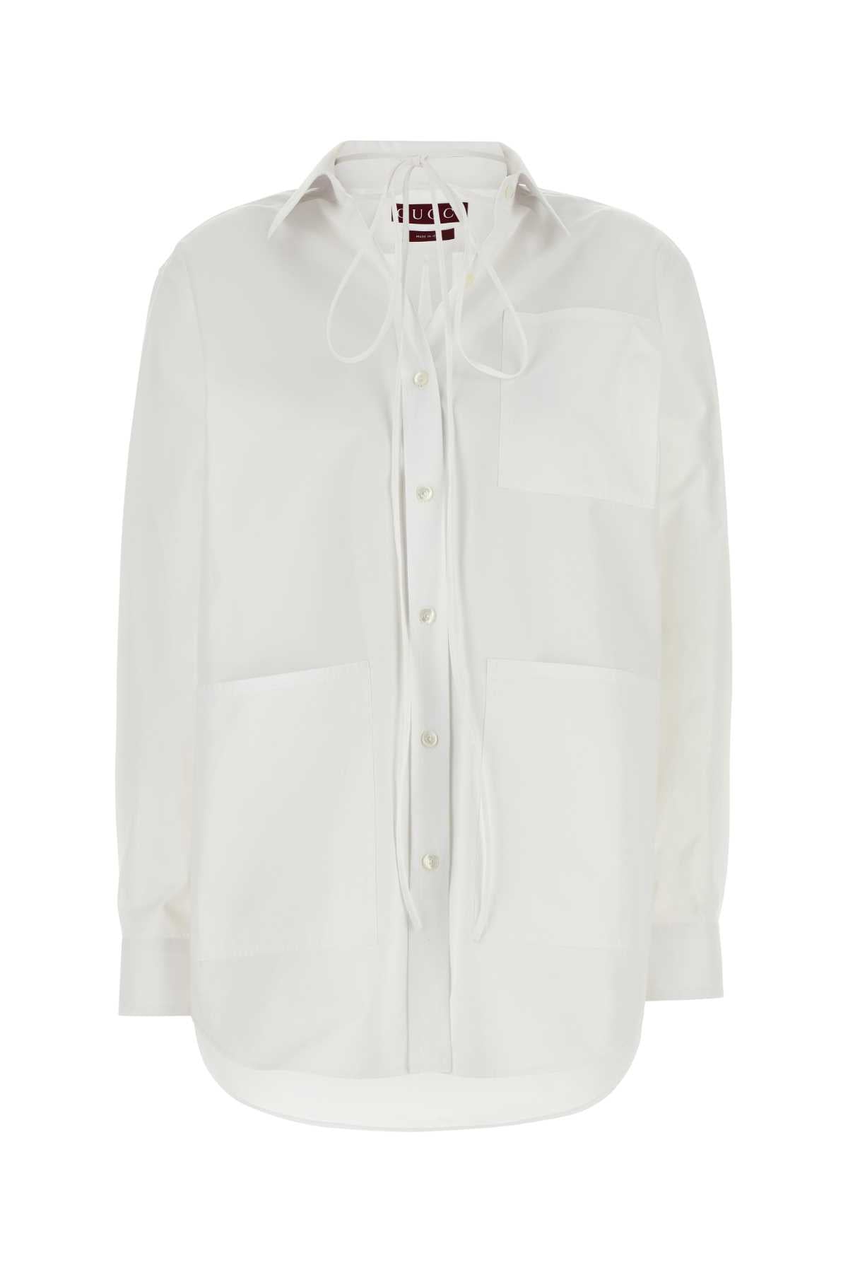 Gucci Women White Poplin Shirt