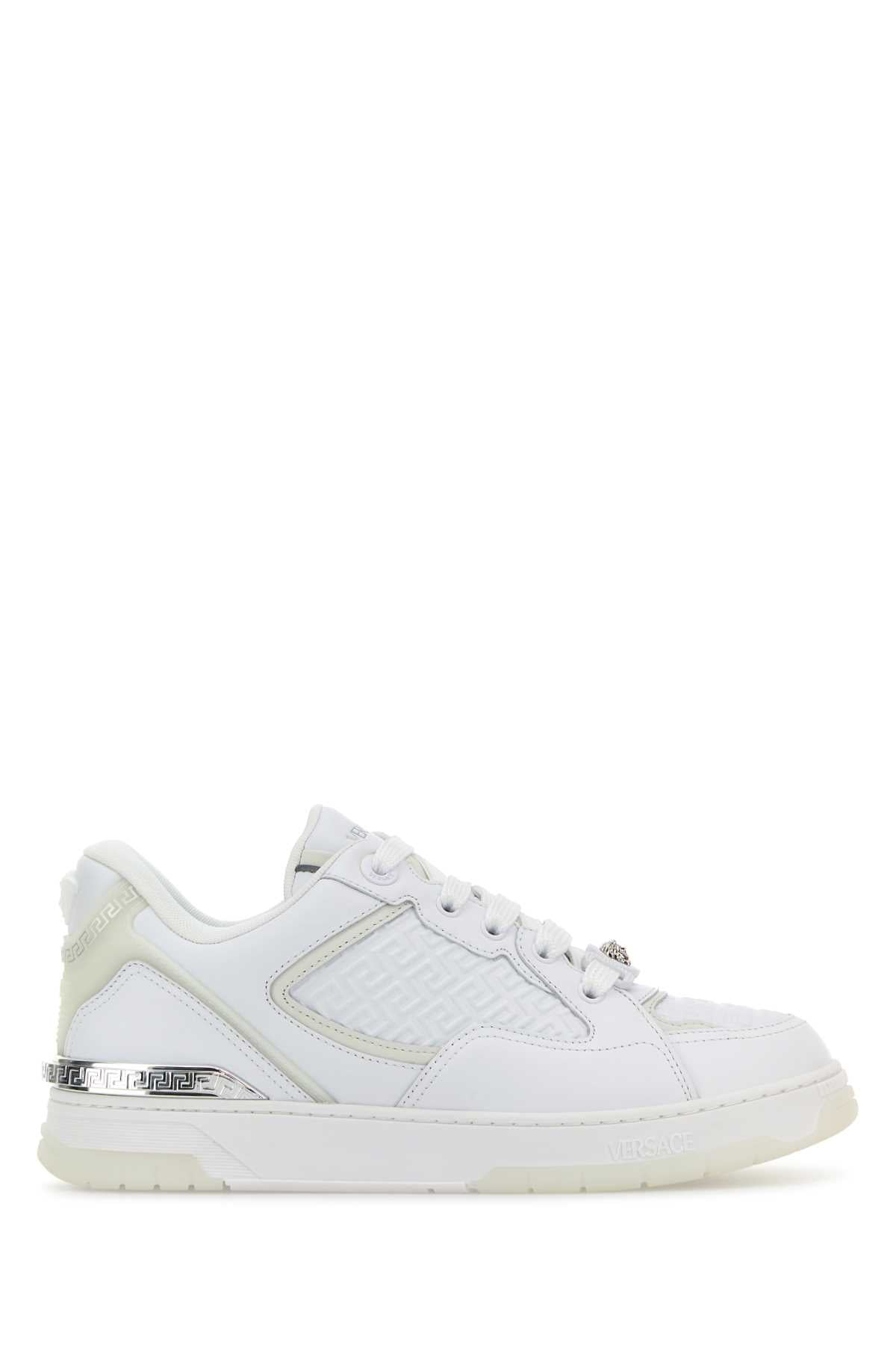 Versace Men White Leather Sneakers
