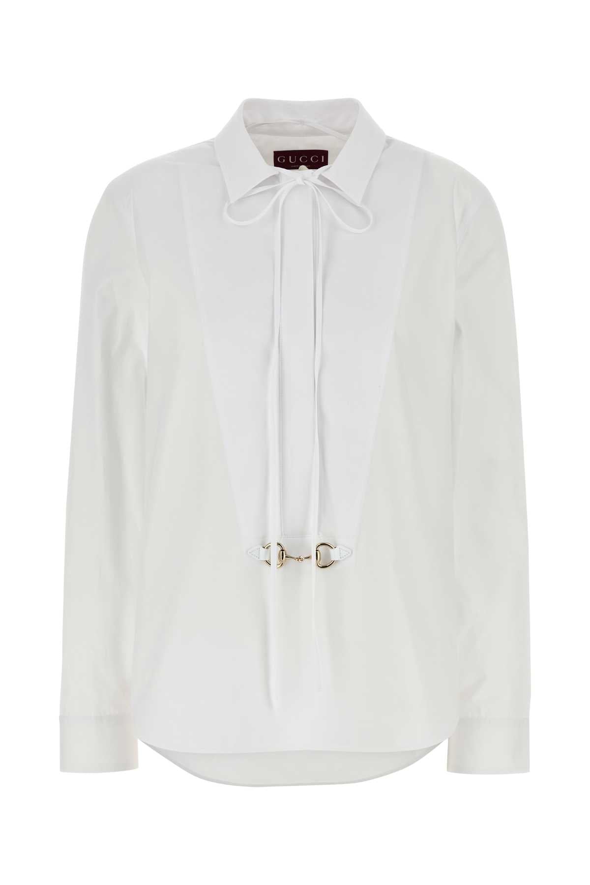 Gucci Women White Poplin Shirt