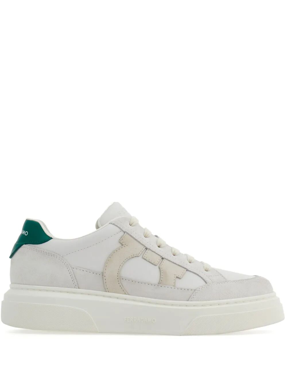 Ferragamo Men Cassina Leather Sneakers With Gancini Patch