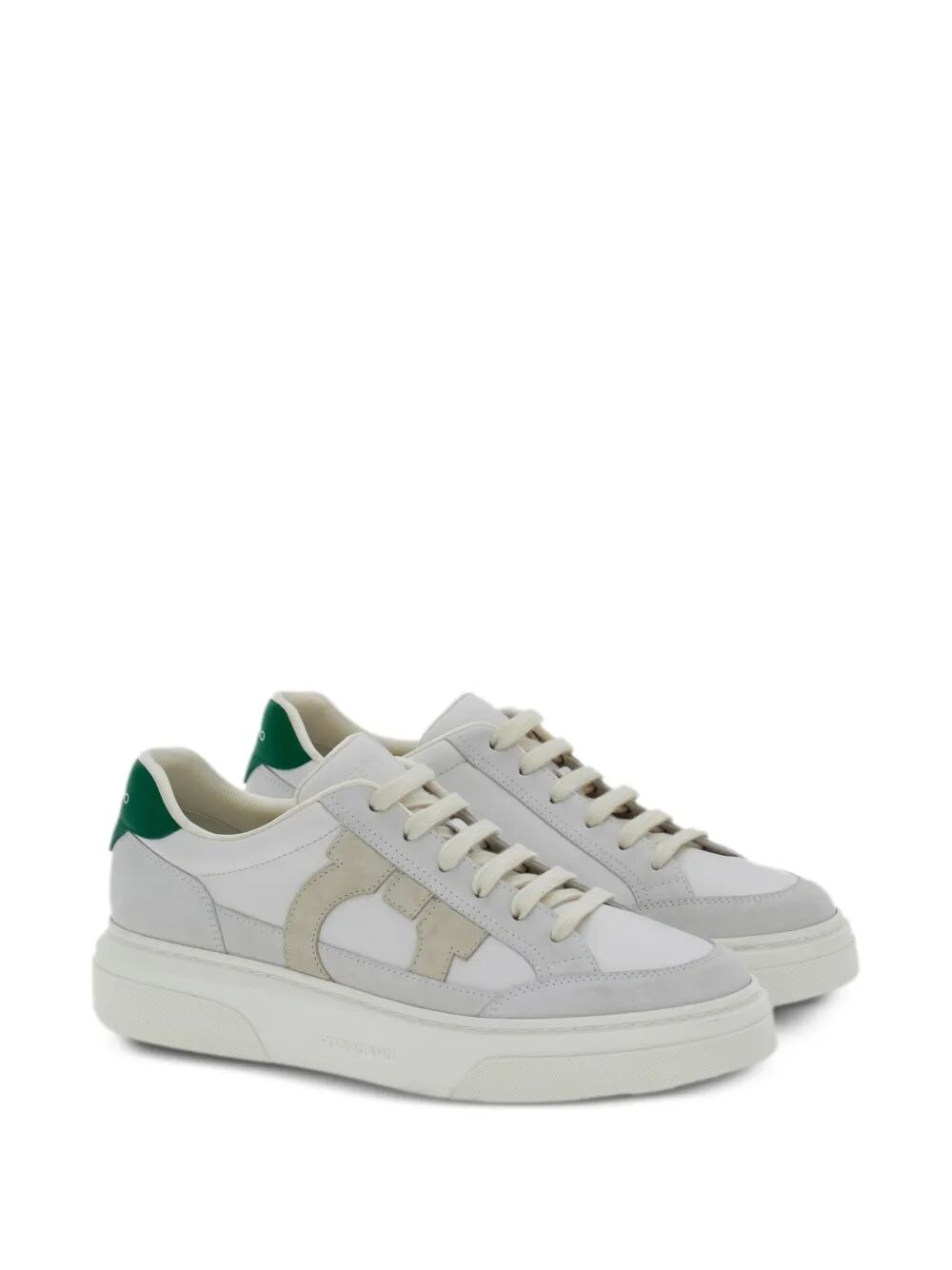 Ferragamo Men Cassina Leather Sneakers With Gancini Patch