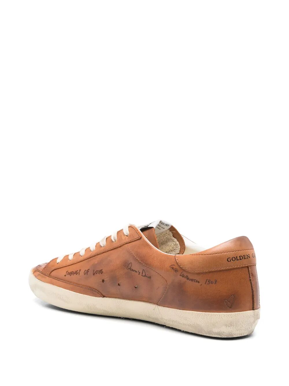 Golden Goose Men "Super Star" Letaher Upper With Jorney Print Forated Star Sneakers