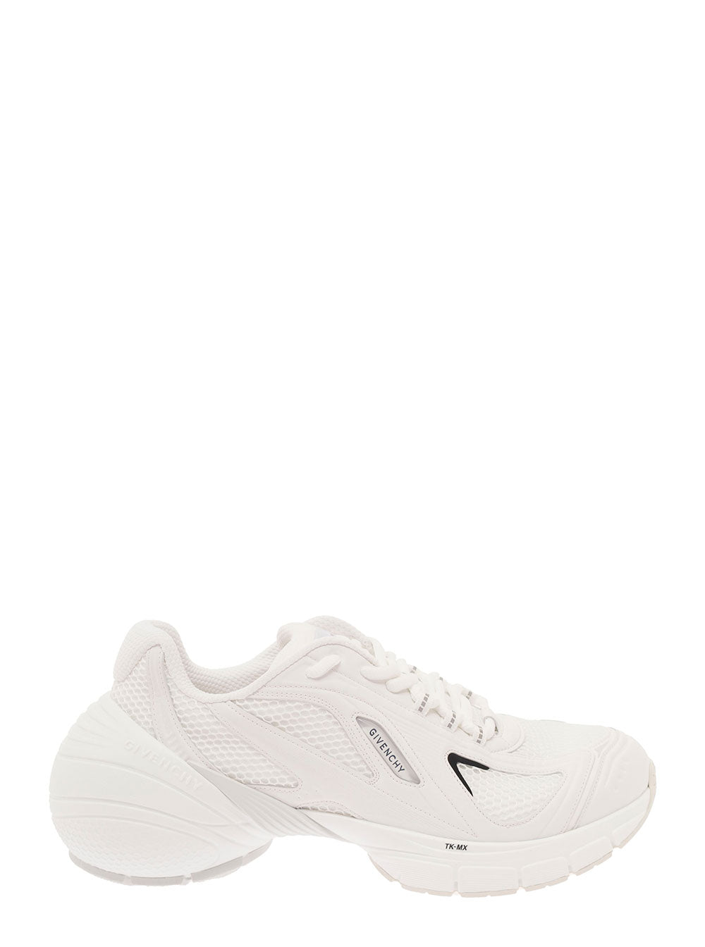 Givenchy Men 'Tk-Mx' White Low Top Sneakers With Side Logo Print In Mesh And Faux Leather Man