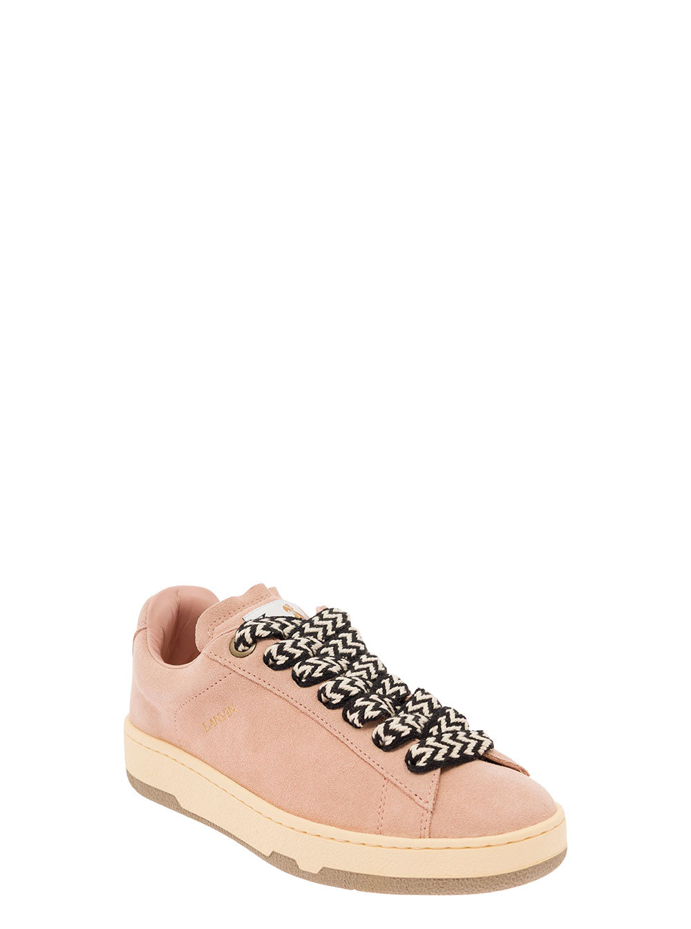 Lanvin Women 'Lite Curb' Pink Low Top Sneakers With Oversized Multicolor Laces In Suede Woman
