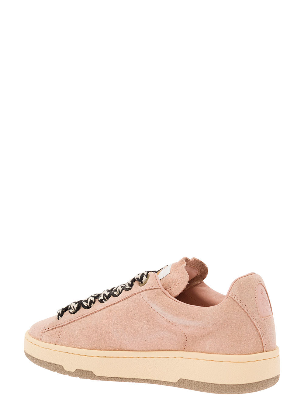 Lanvin Women 'Lite Curb' Pink Low Top Sneakers With Oversized Multicolor Laces In Suede Woman