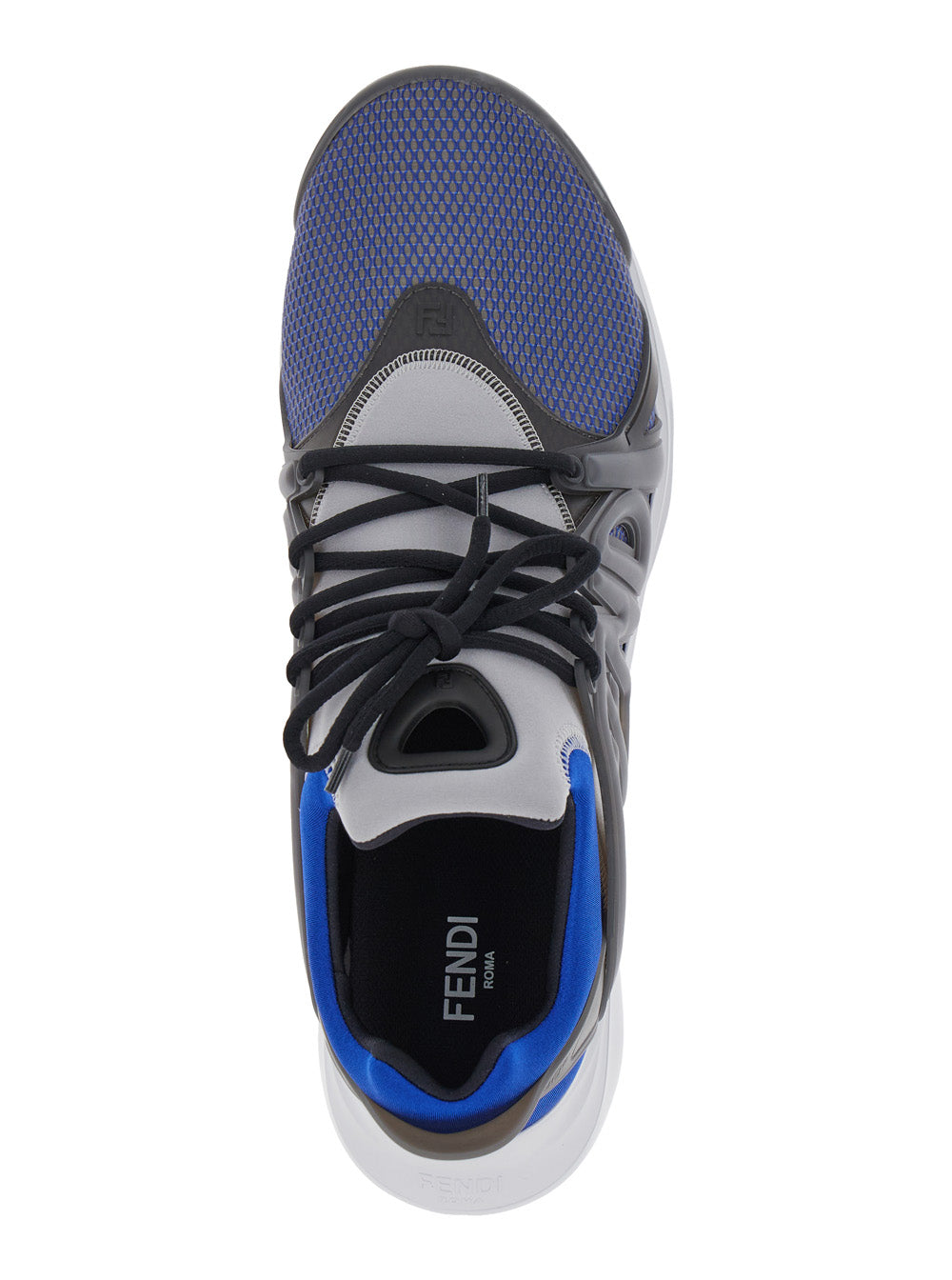 Fendi Men 'Fendi Tag' Blue Sneakers With Logo In Techno Mesh Man