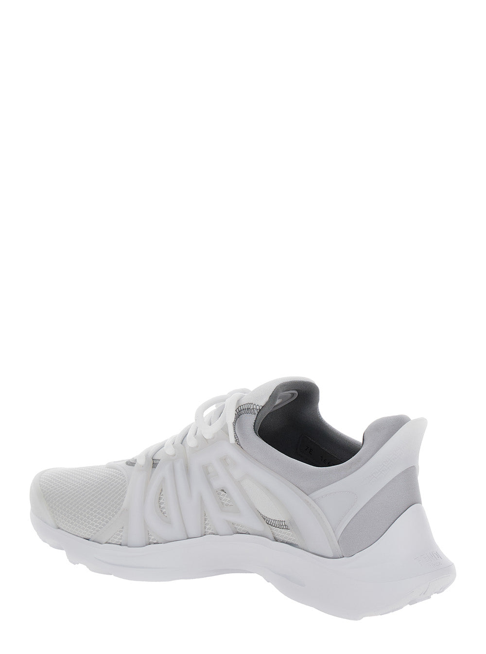 Fendi Men 'Fendi Tag' Grey Sneakers With Logo In Techno Mesh Man