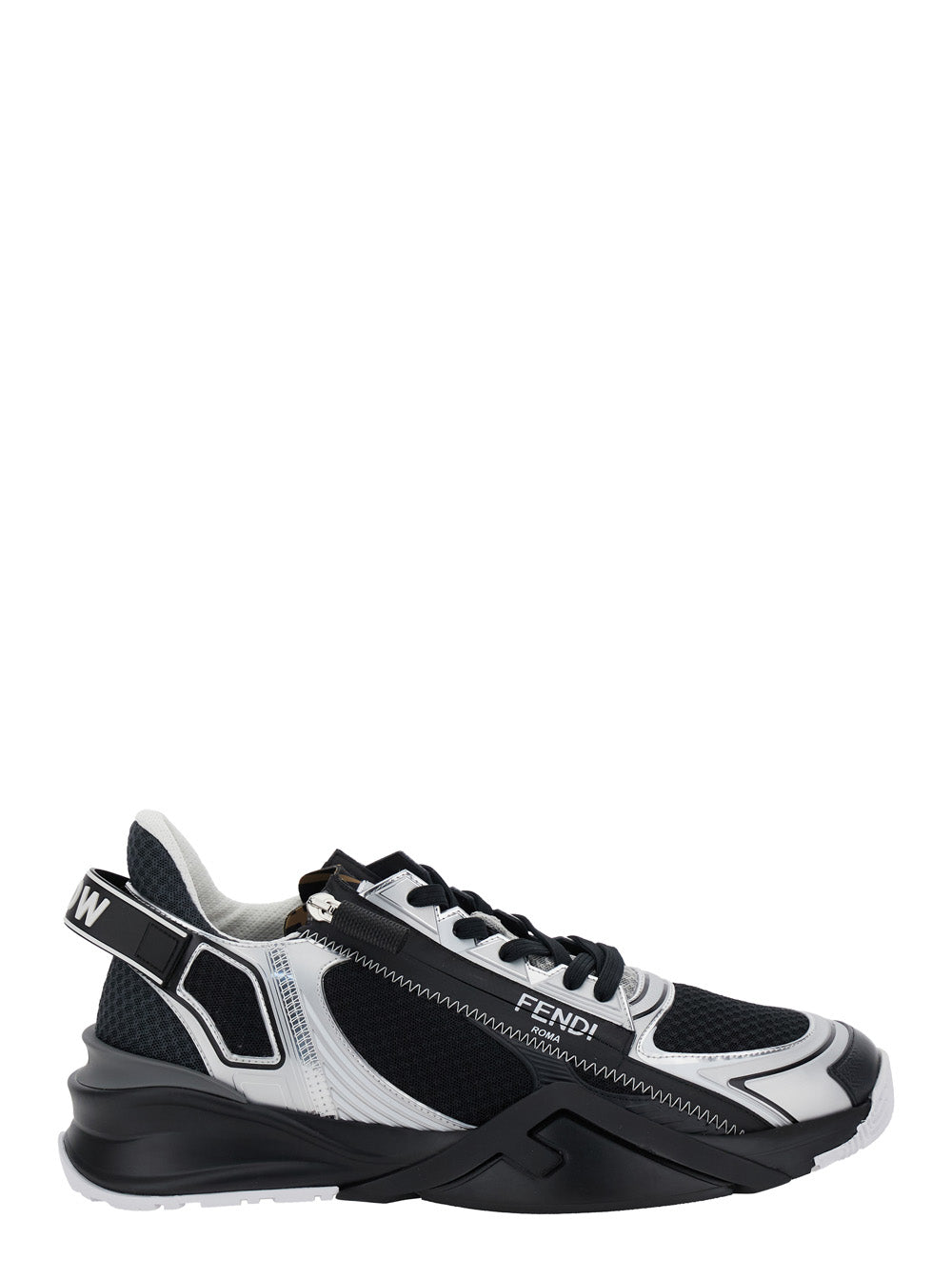 Fendi Men 'Fendi Flow' Black Sneakers With Logo Lettering On Side And Heel In Tech Fabric Man
