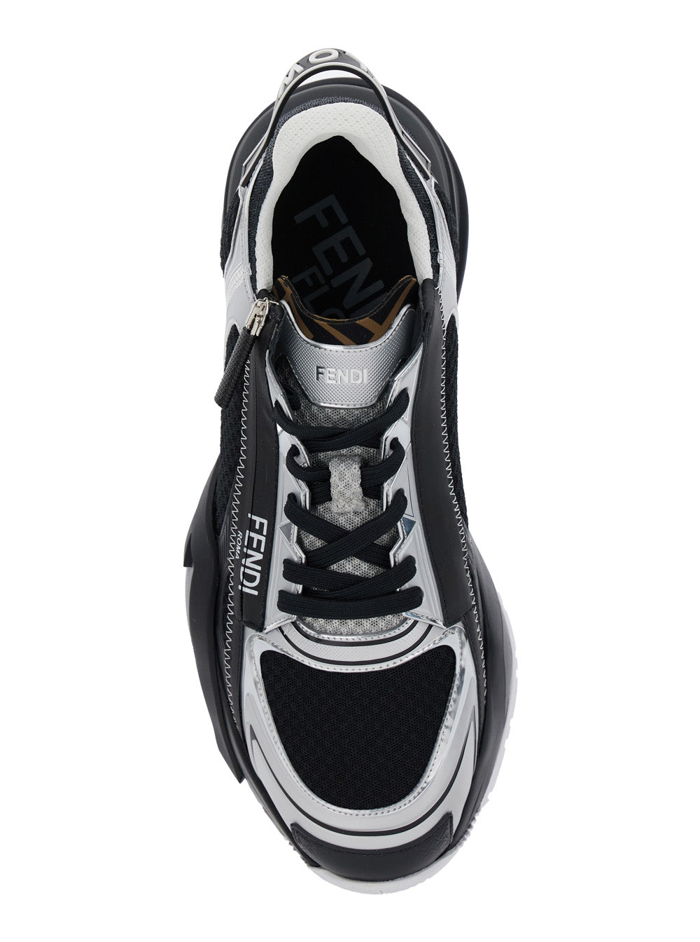 Fendi Men 'Fendi Flow' Black Sneakers With Logo Lettering On Side And Heel In Tech Fabric Man