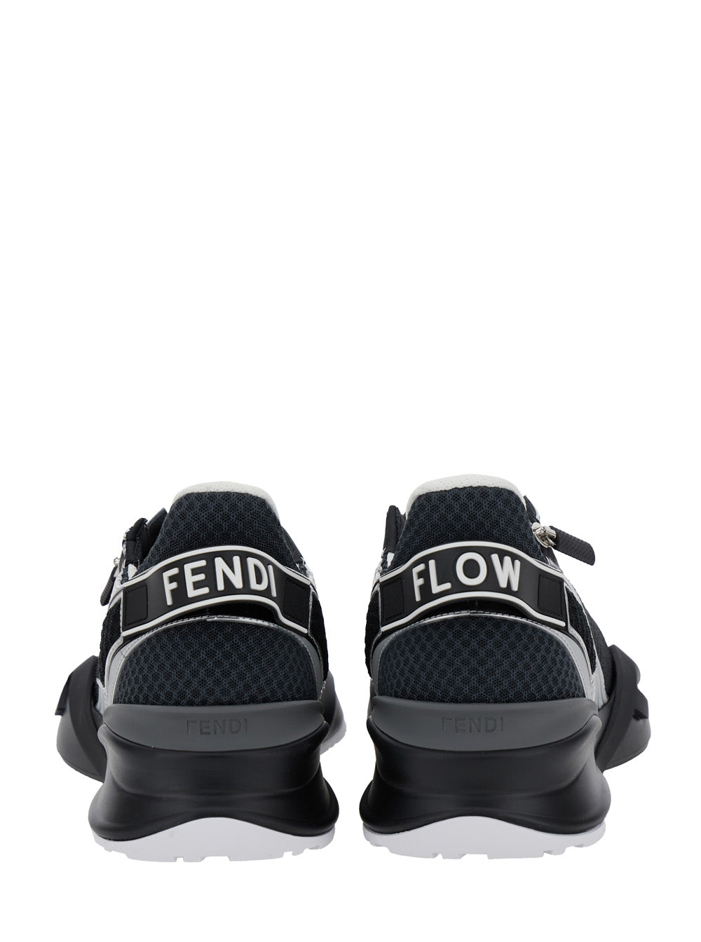 Fendi Men 'Fendi Flow' Black Sneakers With Logo Lettering On Side And Heel In Tech Fabric Man