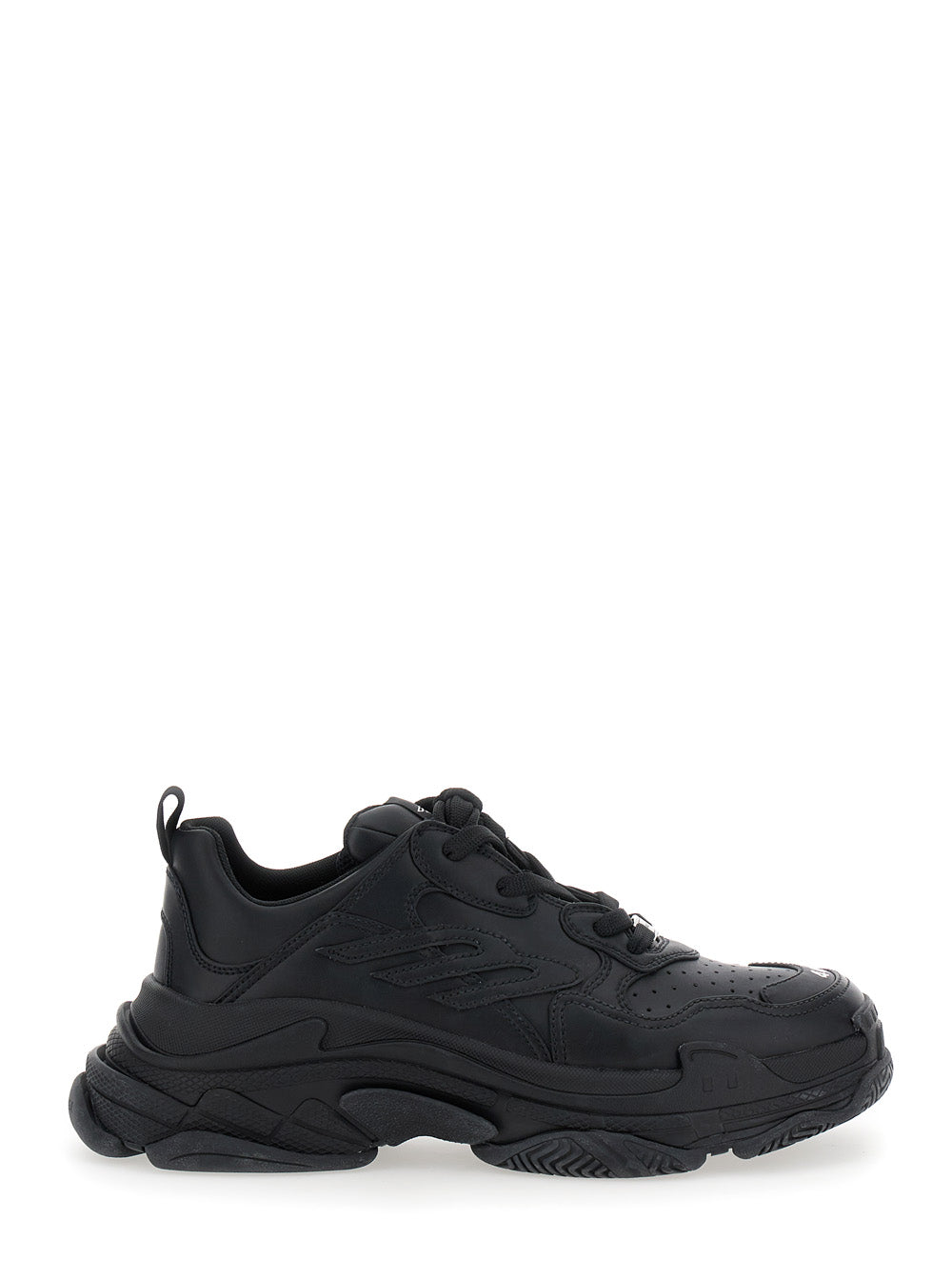 Balenciaga Men 'Triple S Sporty' Black Sneaker With 3B Logo Embroidered On The Side And Worn Effect In Tech Fabric Man
