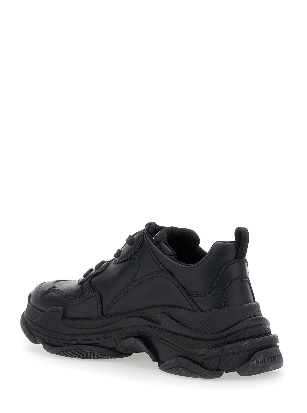 Balenciaga Men 'Triple S Sporty' Black Sneaker With 3B Logo Embroidered On The Side And Worn Effect In Tech Fabric Man