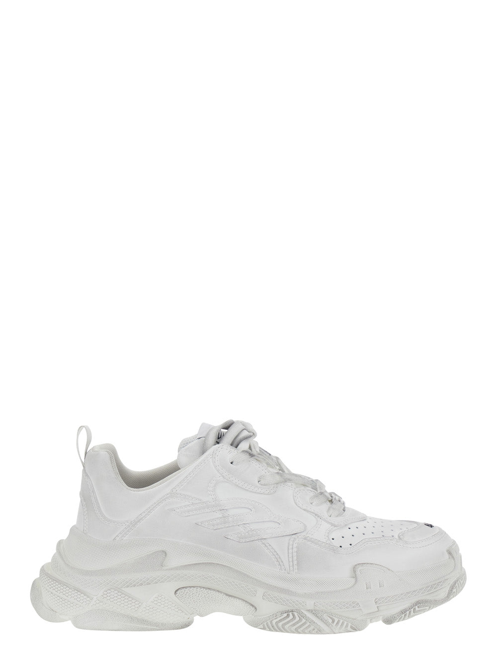Balenciaga Men 'Triple S Sporty' White Sneaker With 3B Logo Embroidered On The Side And Worn Effect In Tech Fabric Man