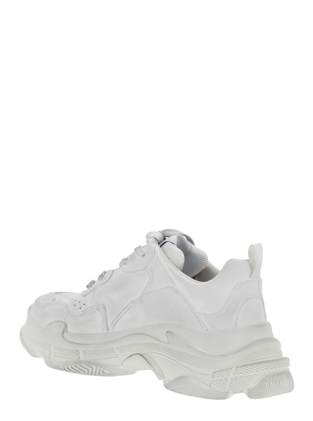 Balenciaga Men 'Triple S Sporty' White Sneaker With 3B Logo Embroidered On The Side And Worn Effect In Tech Fabric Man