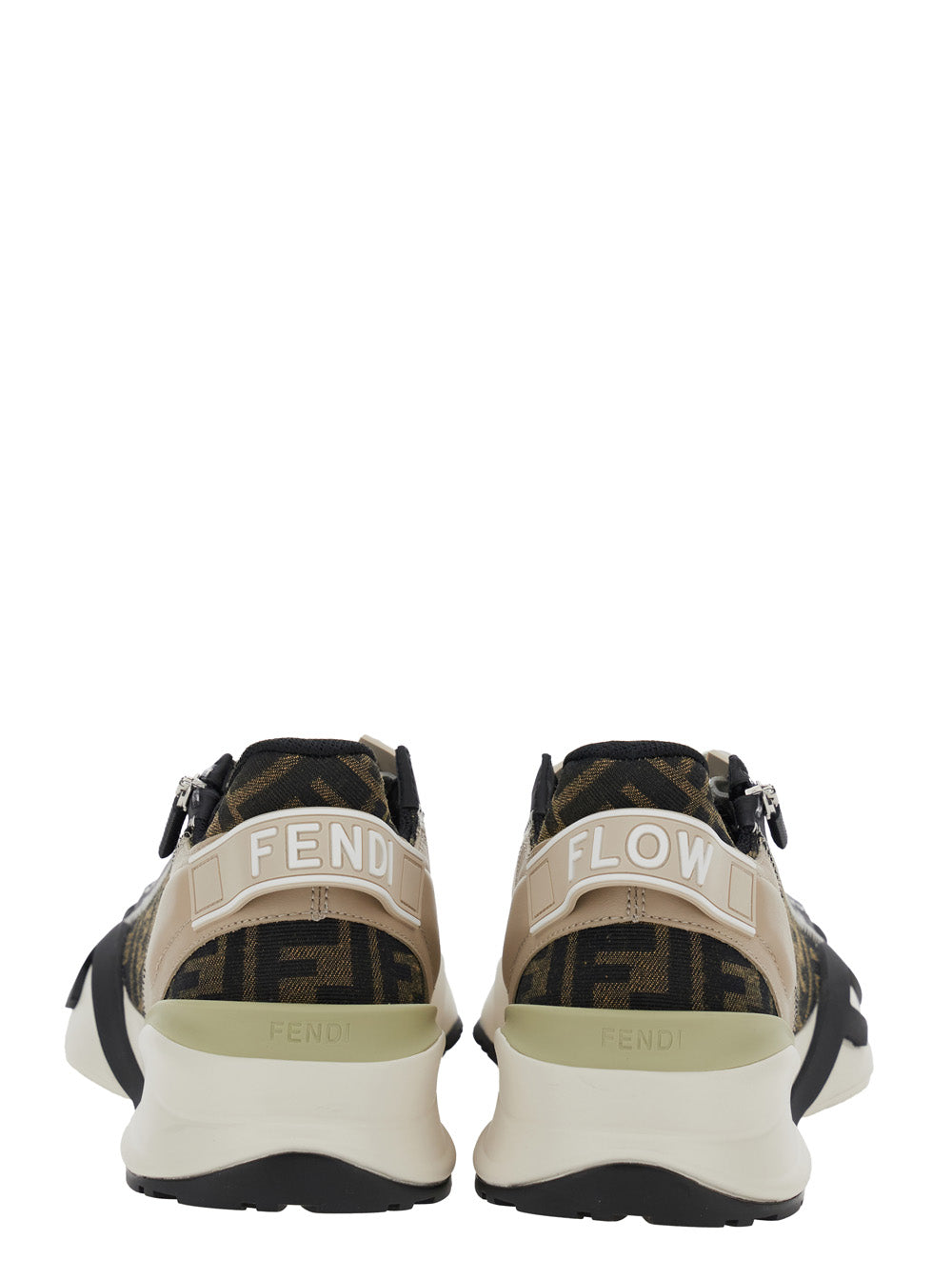 Fendi Men 'Fendi Flow' Beige Low-Top Sneaker With Logo Detail In Leather Man