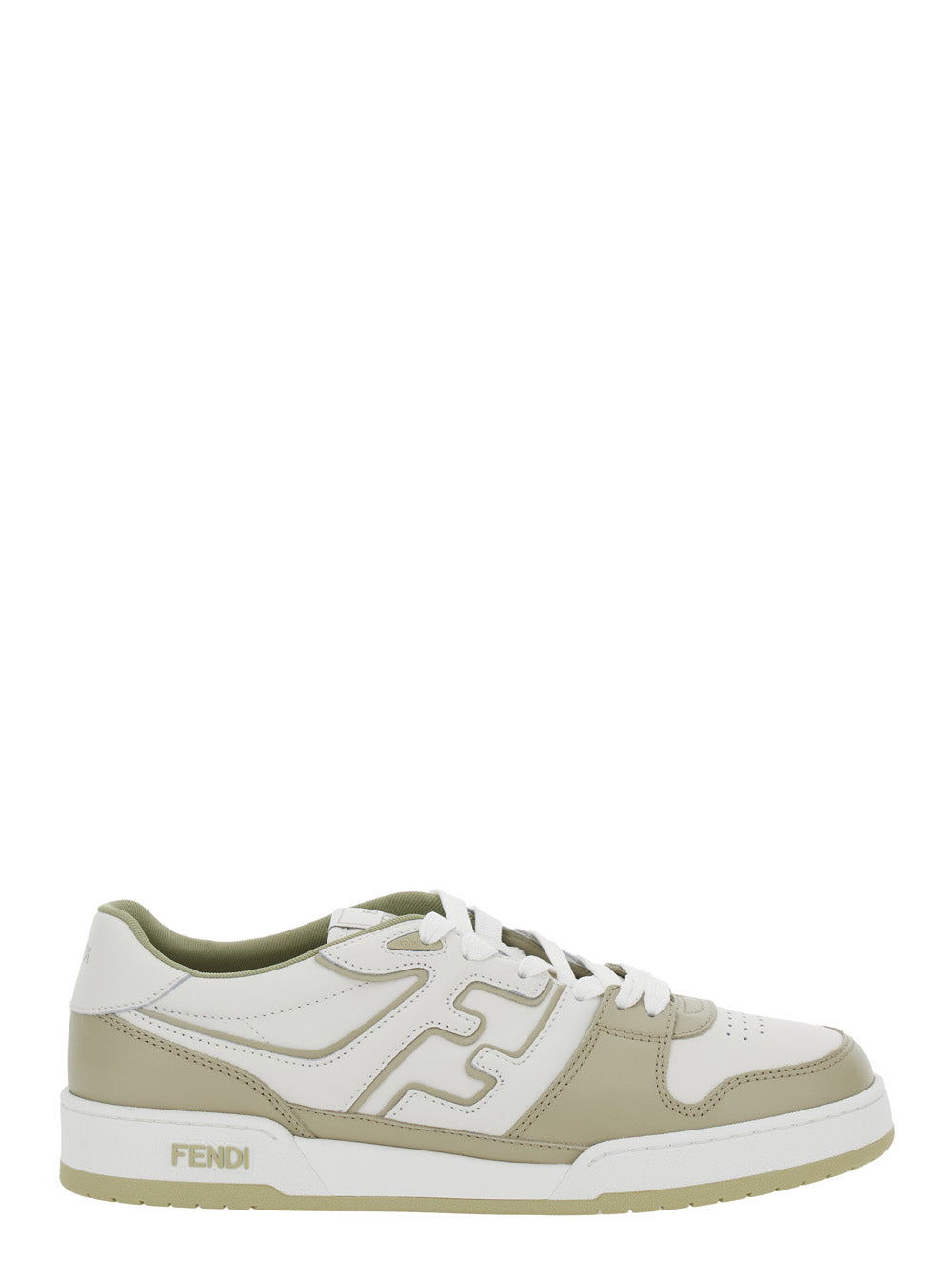 Fendi Men 'Match' Beige Low-Top Sneakers With Ff Detail In Leather Man
