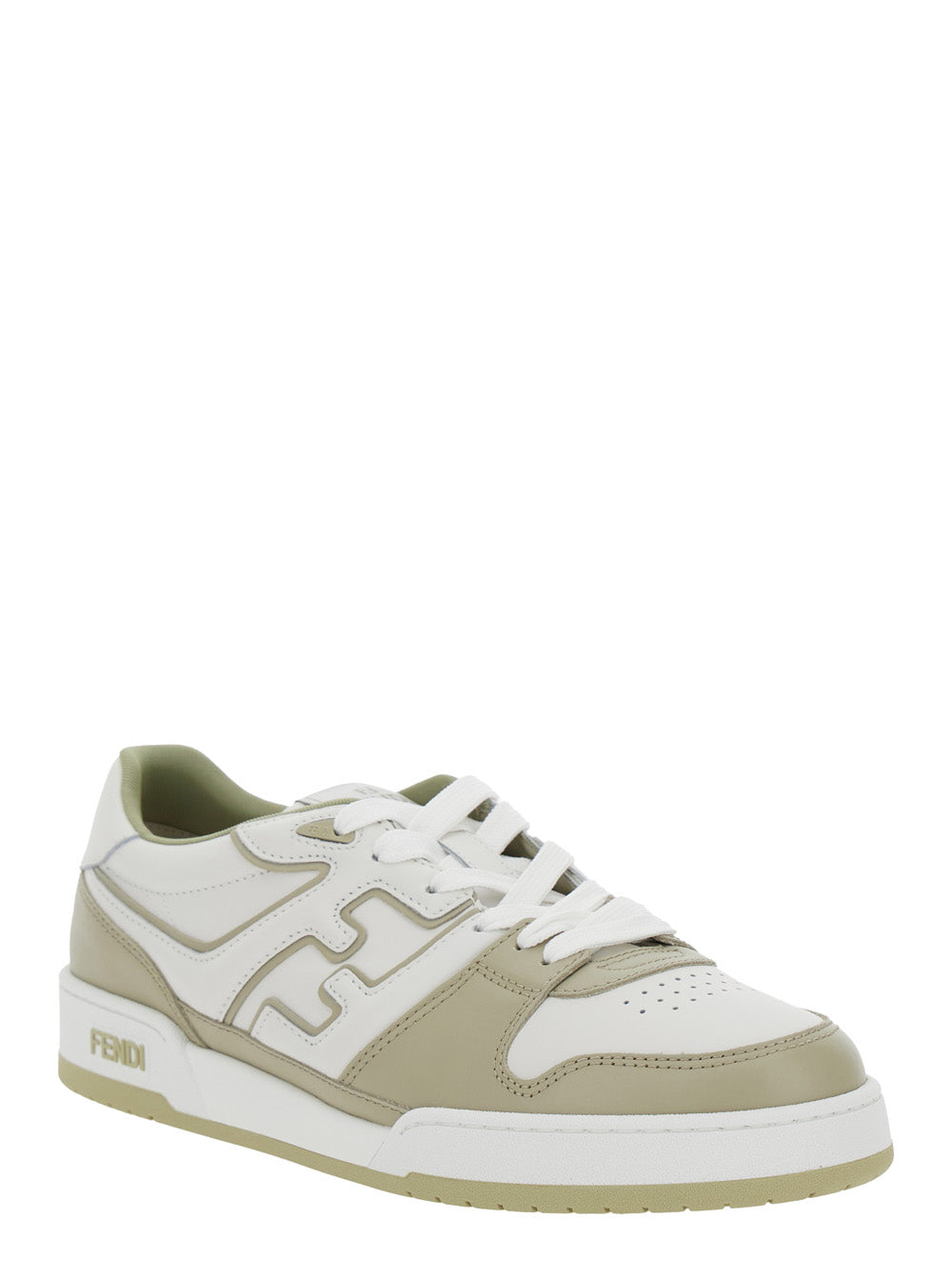 Fendi Men 'Match' Beige Low-Top Sneakers With Ff Detail In Leather Man