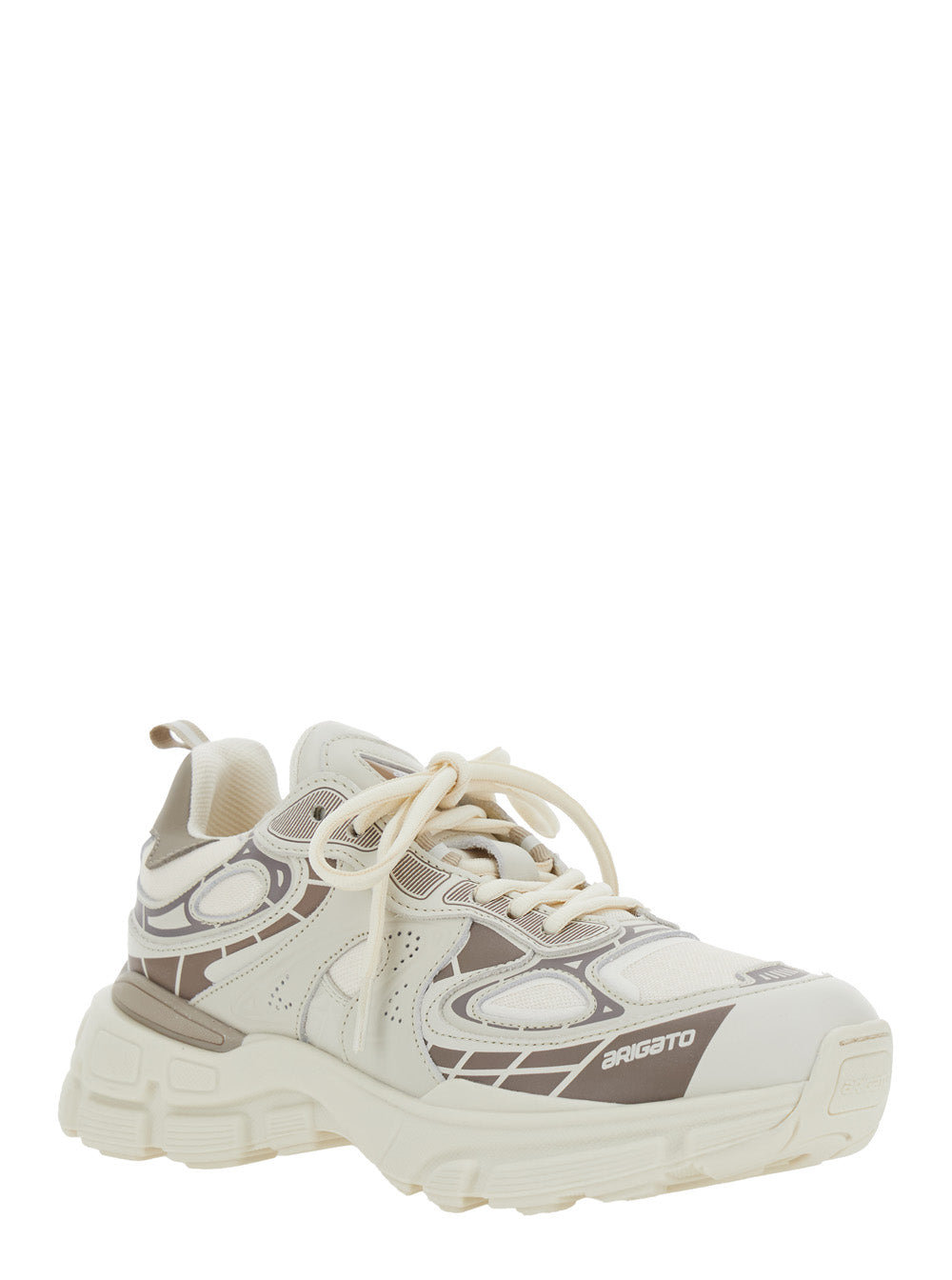 Axel Arigato Women 'Sphere Trip Running' Beige Sneakers With Chunky Sole And Logo On Tongue In Leather And Fabric Blend Woman