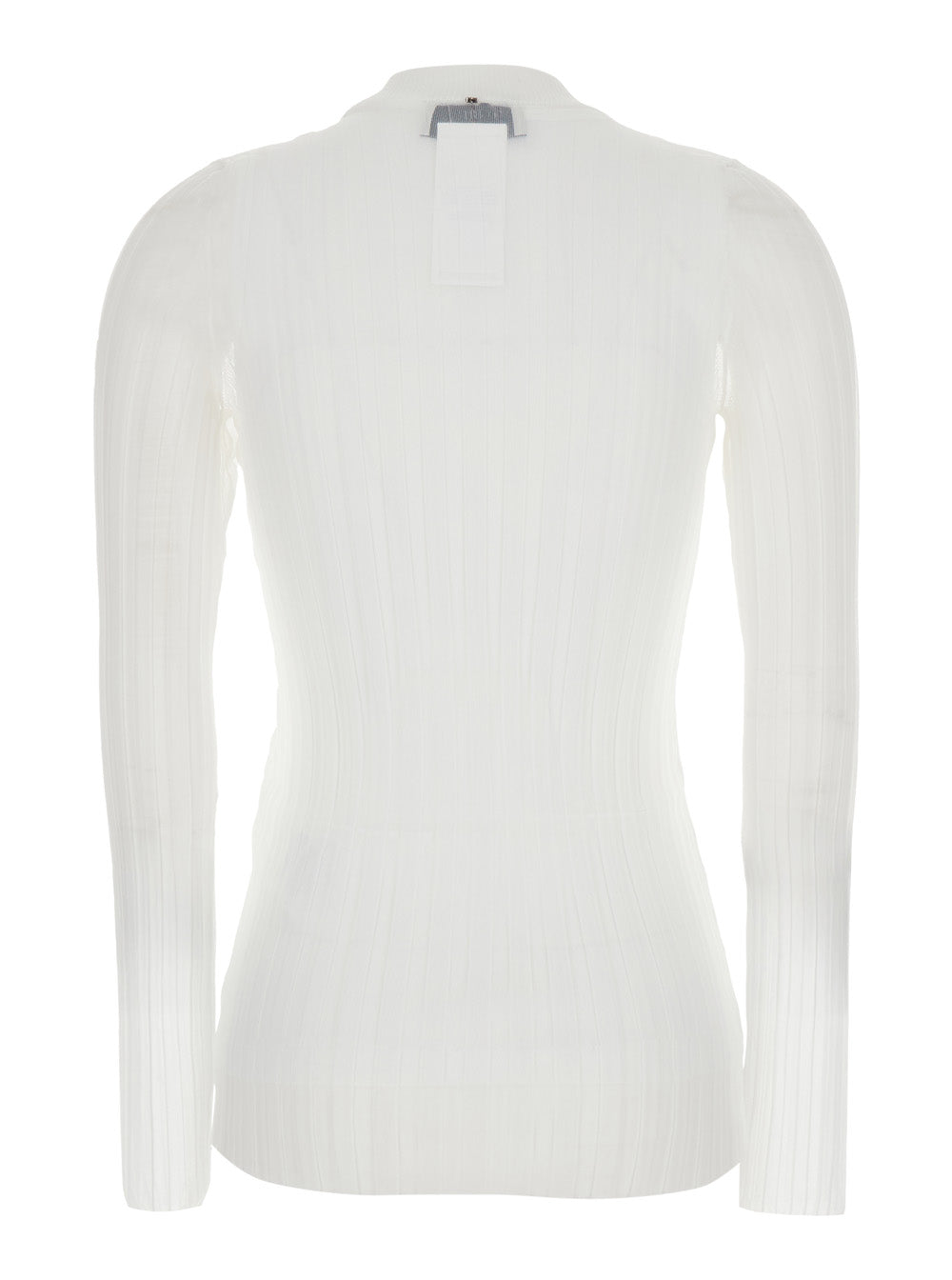 Sportmax Women White T-Shirt With Round Neck And Long Sleeves In Tech Fabric Stretch Woman