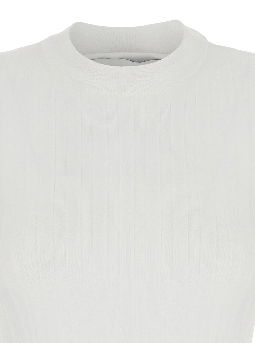 Sportmax Women White T-Shirt With Round Neck And Long Sleeves In Tech Fabric Stretch Woman