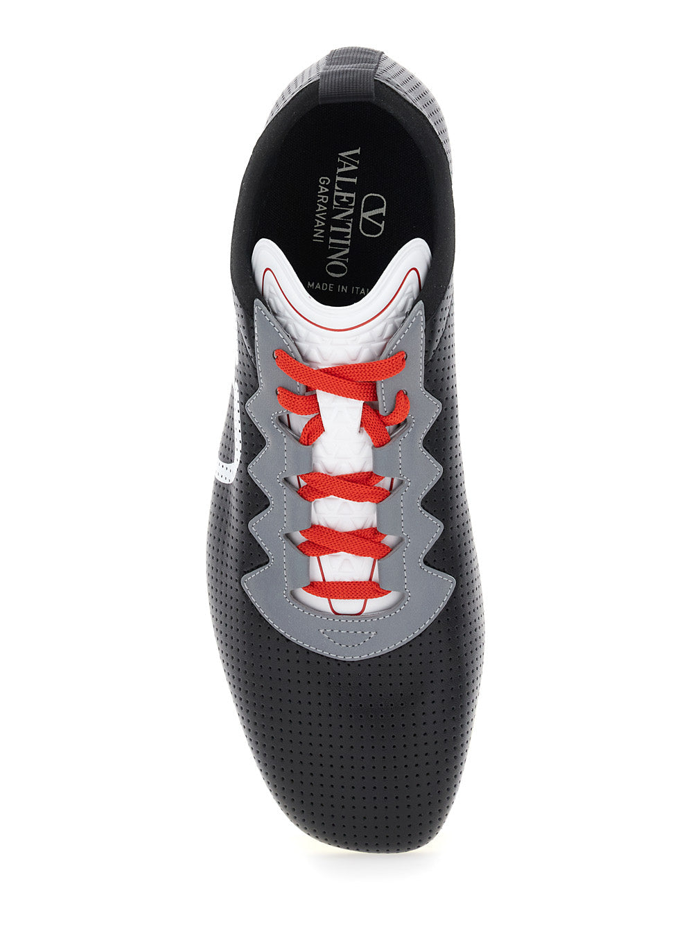 Valentino Garavani Men Black Sneakers With Asymmetric Toe And Vlogo Detail On The Side In Tech Fabric Man