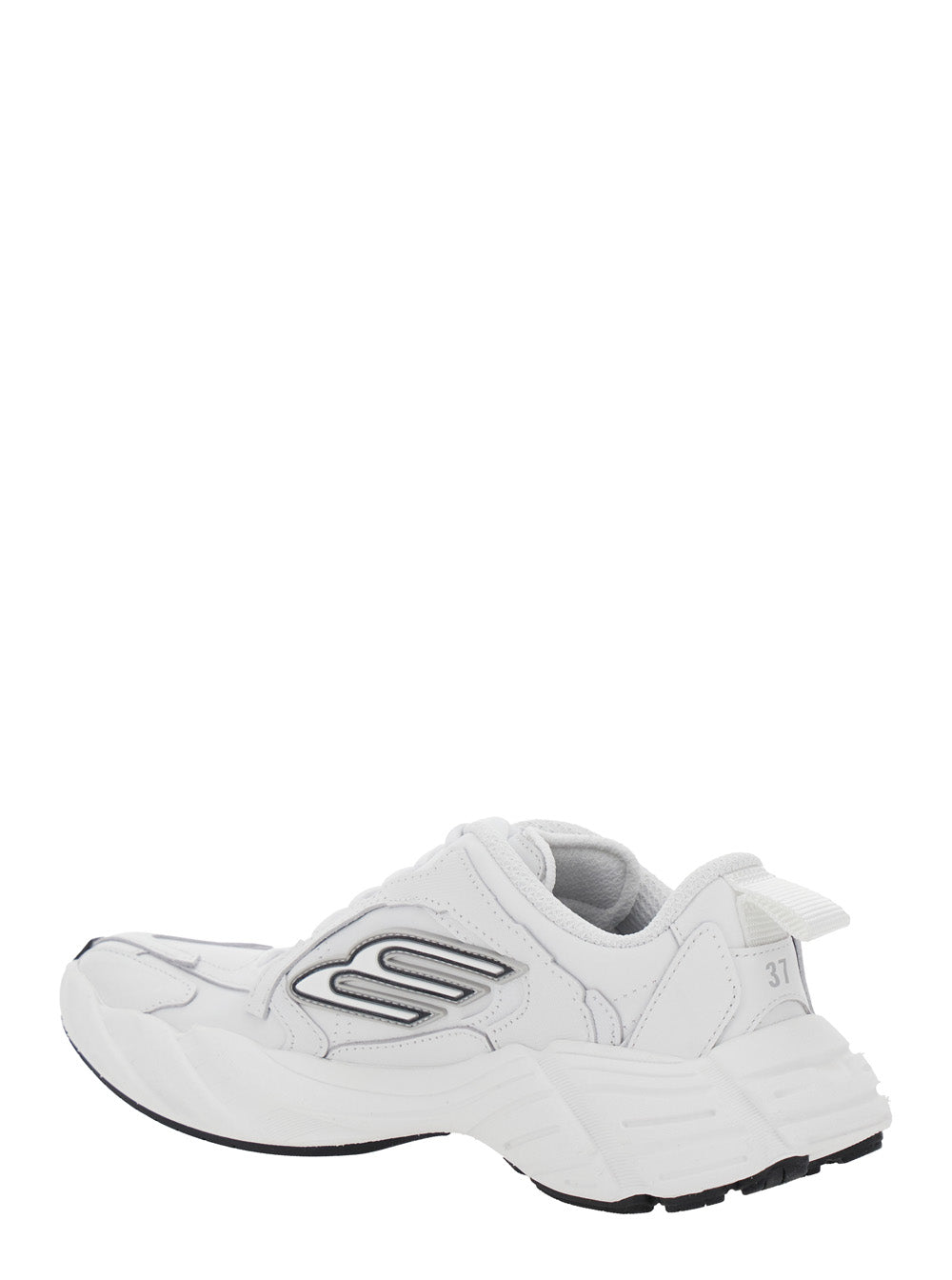 Balenciaga Women 'Monday' White Low Top Sneakers With Logo Detail On The Side And Size Patch On The Heel In Leather Woman