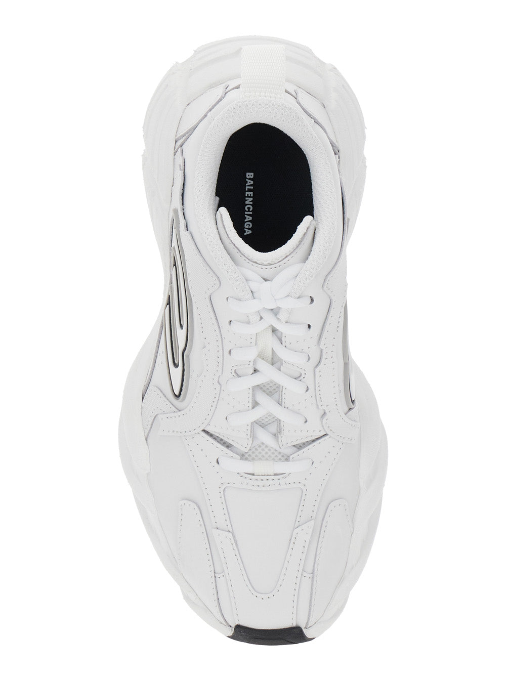 Balenciaga Women 'Monday' White Low Top Sneakers With Logo Detail On The Side And Size Patch On The Heel In Leather Woman