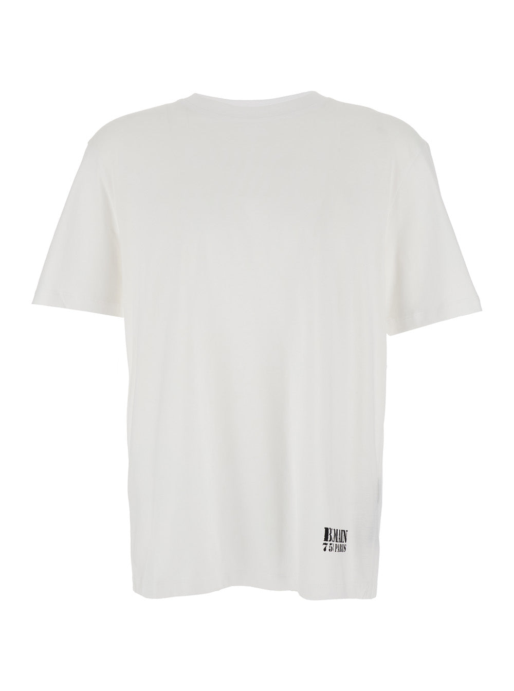 Balmain Men White Crewneck T-Shirt With Logo Lettering Print On The Front In Cotton Man
