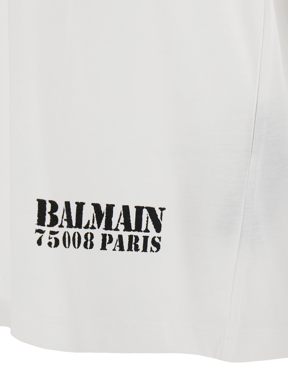 Balmain Men White Crewneck T-Shirt With Logo Lettering Print On The Front In Cotton Man