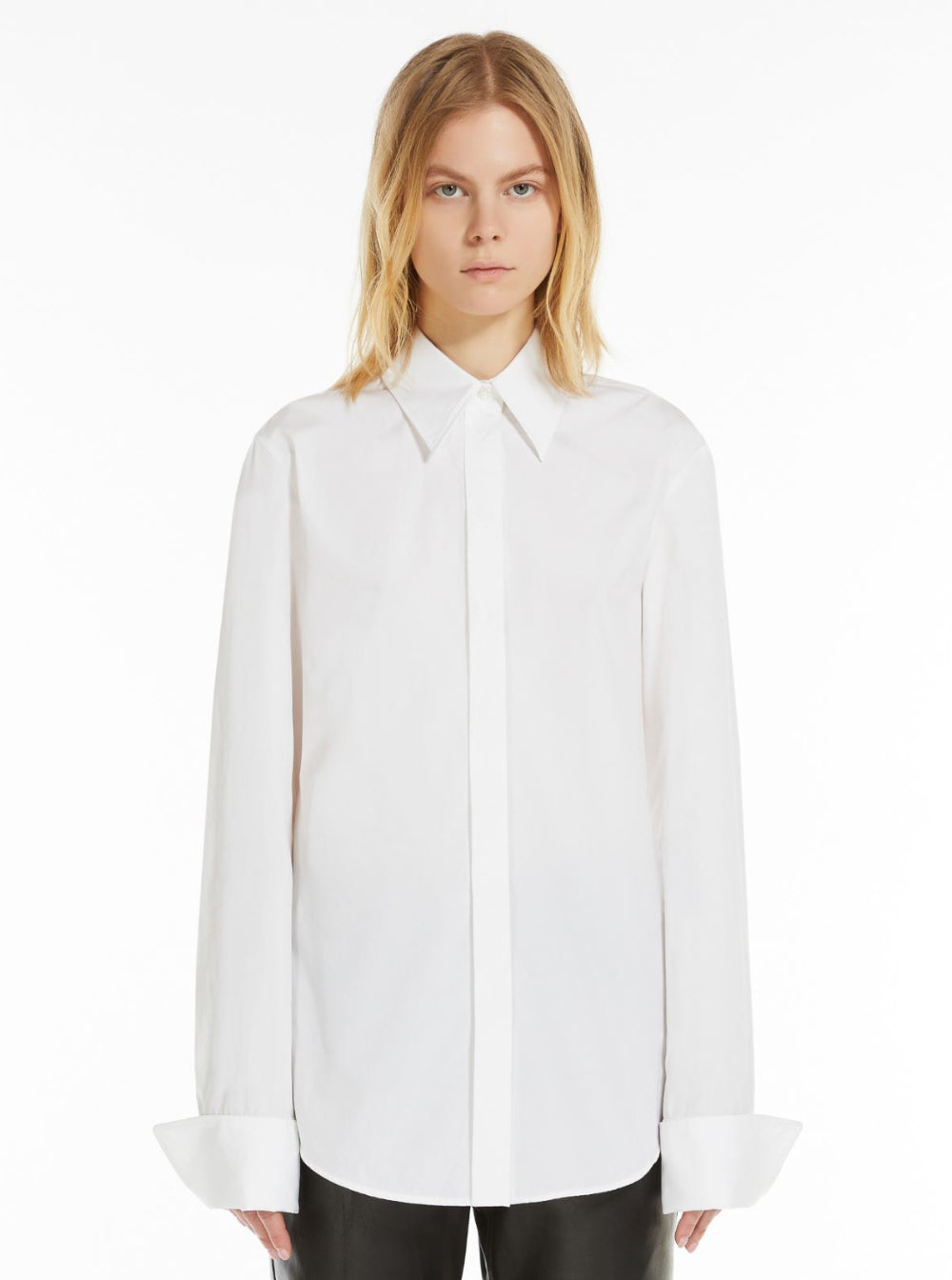 Sportmax Women 'Oste' White Shirt With Classic Collar And Concealed Front Closure In Cotton Man