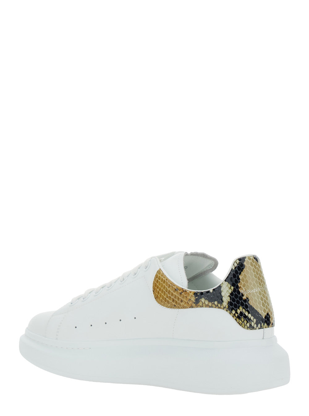 Alexander Mcqueen Men White Oversize Sneakers With Snake Print On The Heel In Leather Man