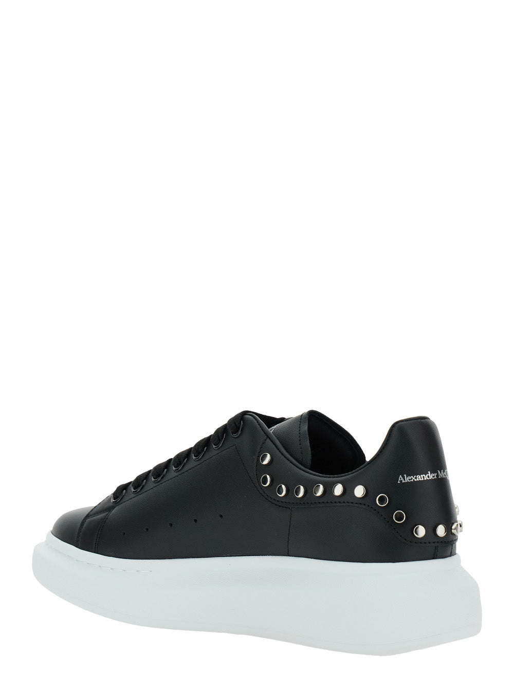 Alexander Mcqueen Men Black Low Top Sneakers With Stud Embellishments In Leather Man