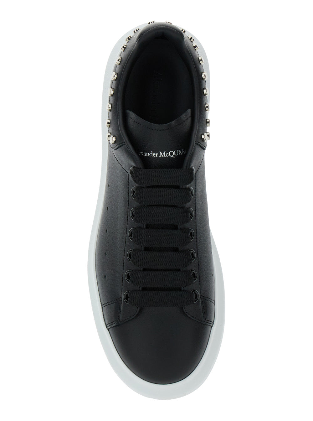 Alexander Mcqueen Men Black Low Top Sneakers With Stud Embellishments In Leather Man