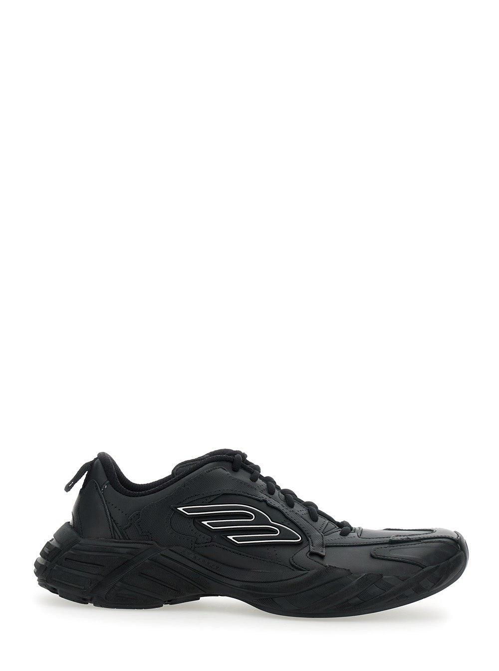 Balenciaga Men 'Monday' Black Low Top Sneakers With Logo Detail And Embossed Size On The Rear In Leather And Fabric Man