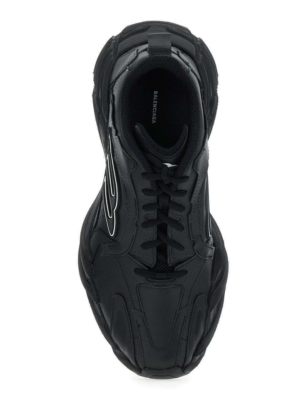 Balenciaga Men 'Monday' Black Low Top Sneakers With Logo Detail And Embossed Size On The Rear In Leather And Fabric Man