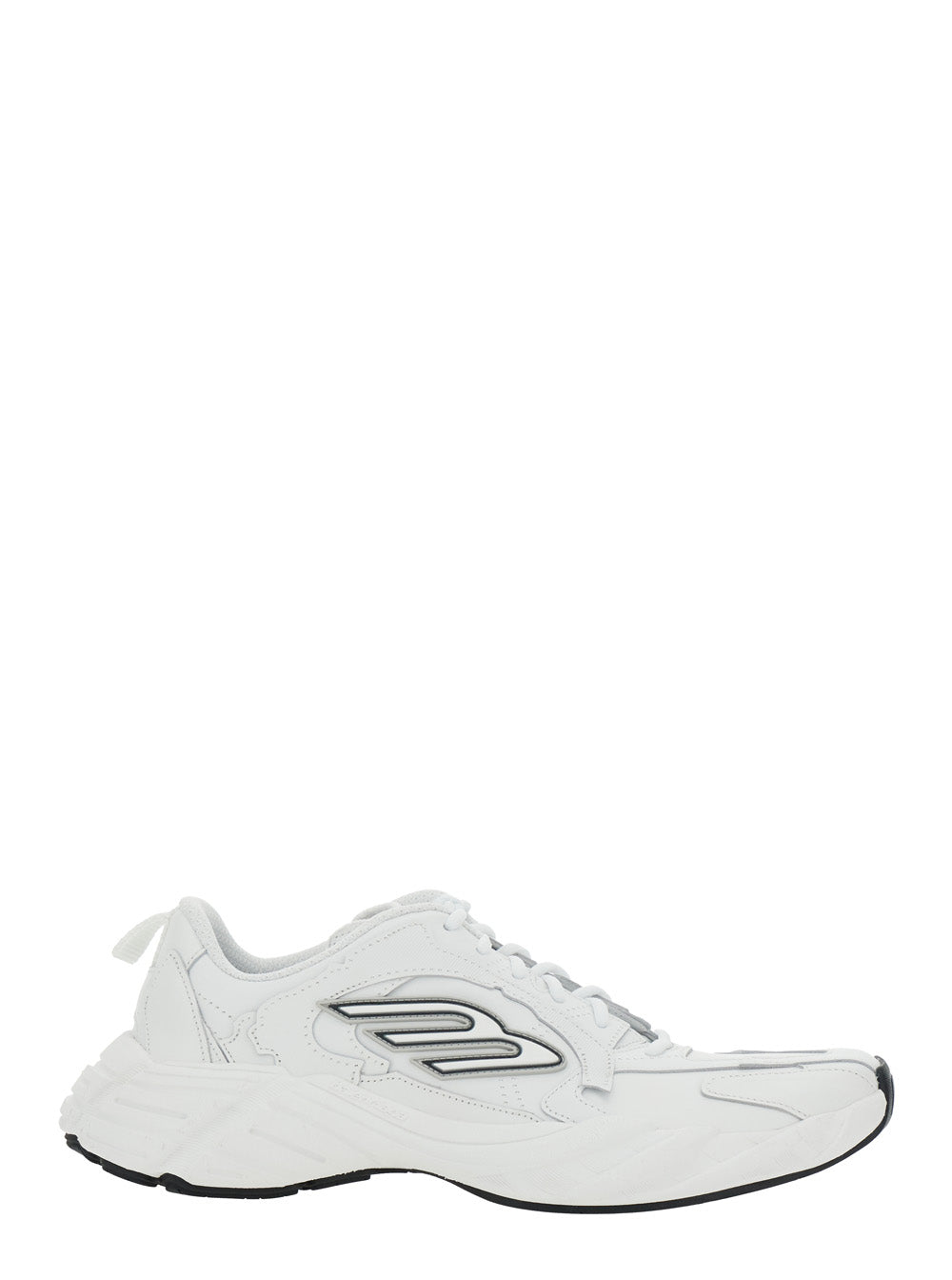 Balenciaga Men 'Monday' White Low Top Sneakers With Logo Detail And Embossed Size On The Rear In Leather And Fabric Man