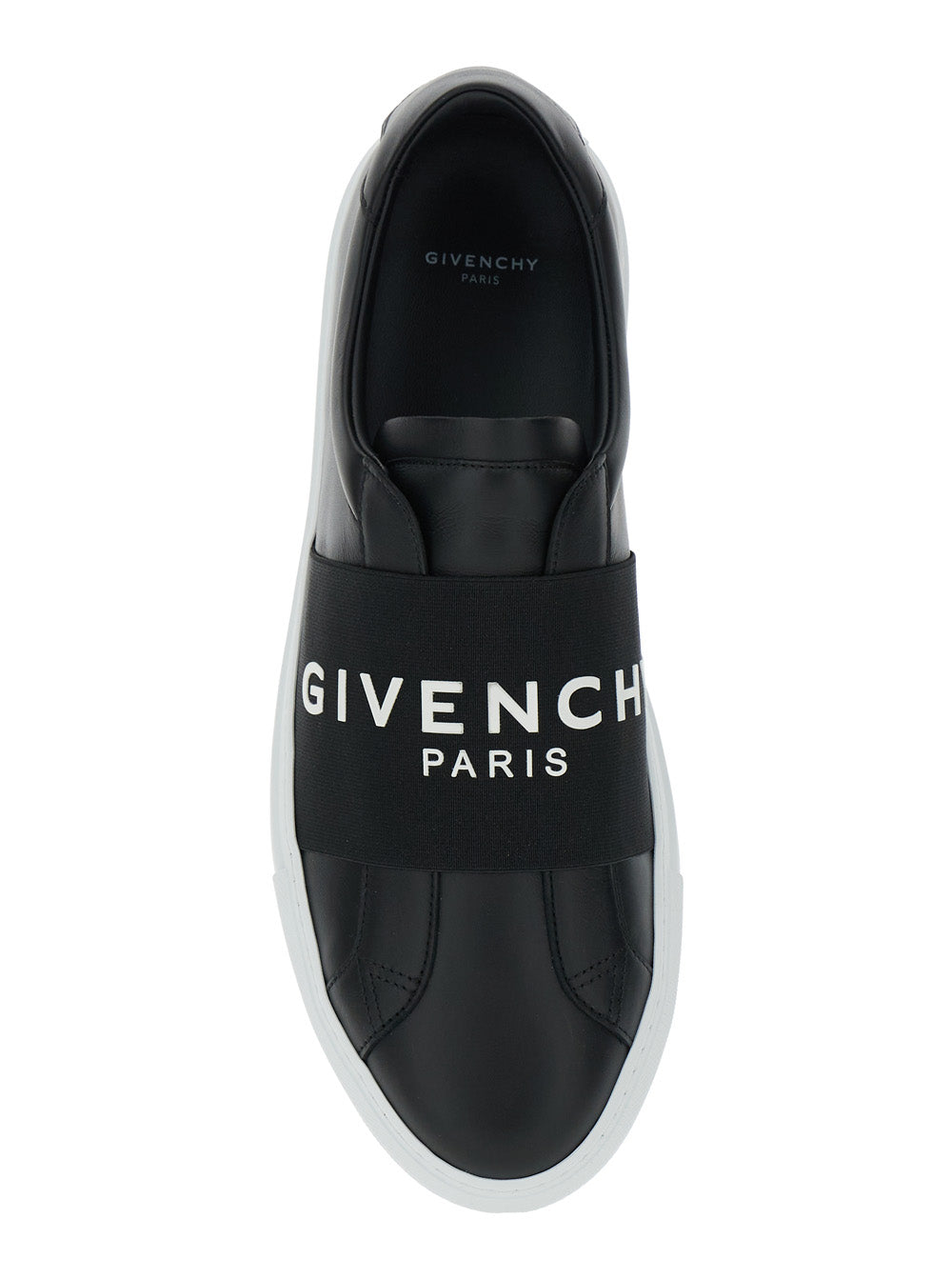 Givenchy Men 'City Court' Black Sneakers With Elastic Band And Logo Lettering On The Front In Leather Man