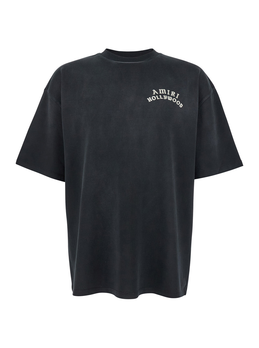 Amiri Men Black Crewneck T-Shirt With Logo Lettering On Front And Rear In Cotton Man
