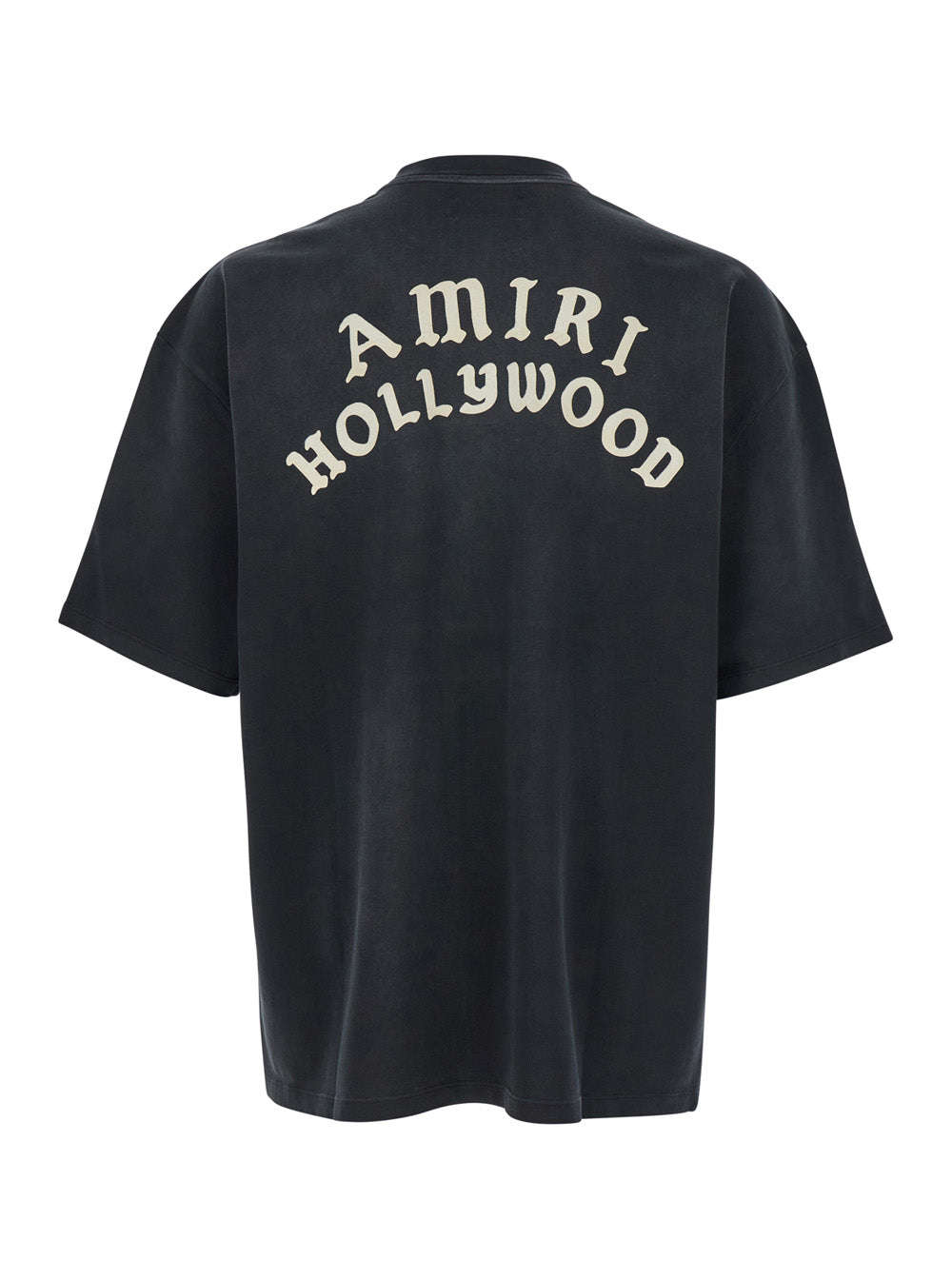 Amiri Men Black Crewneck T-Shirt With Logo Lettering On Front And Rear In Cotton Man