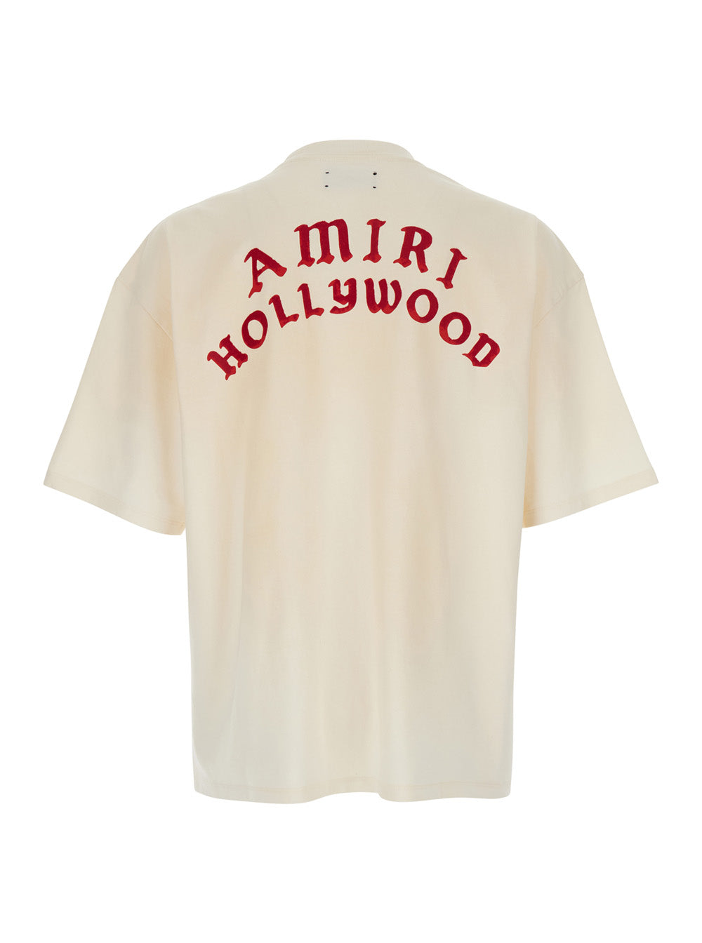 Amiri Men White Crewneck T-Shirt With Logo Lettering On Front And Rear In Cotton Man