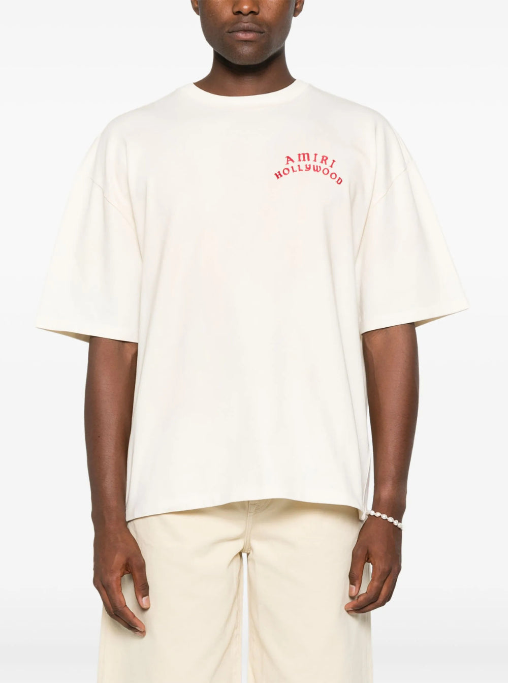 Amiri Men White Crewneck T-Shirt With Logo Lettering On Front And Rear In Cotton Man