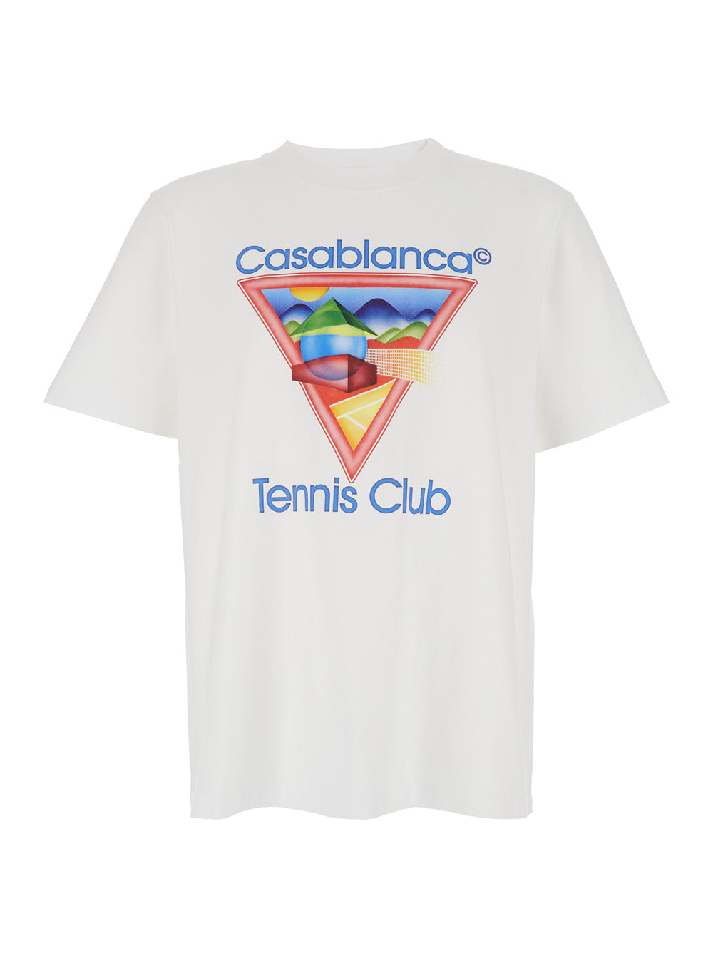 Casablanca Men White Crewneck T-Shirt With Logo On The Front In Cotton Man