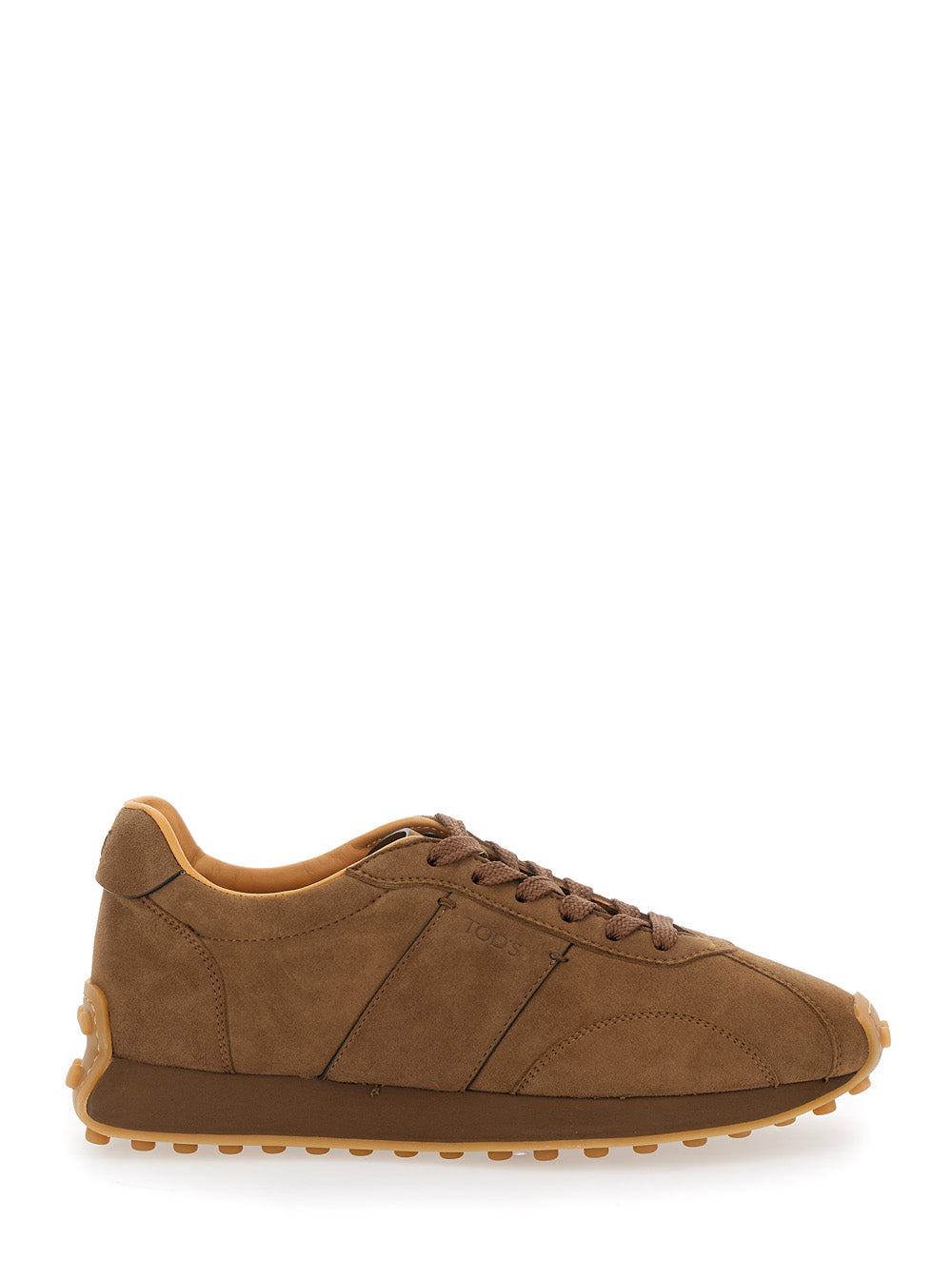 Tod's Women Brown Low Top Sneakers With Cleat Details On Heel And Sole In Leather Woman